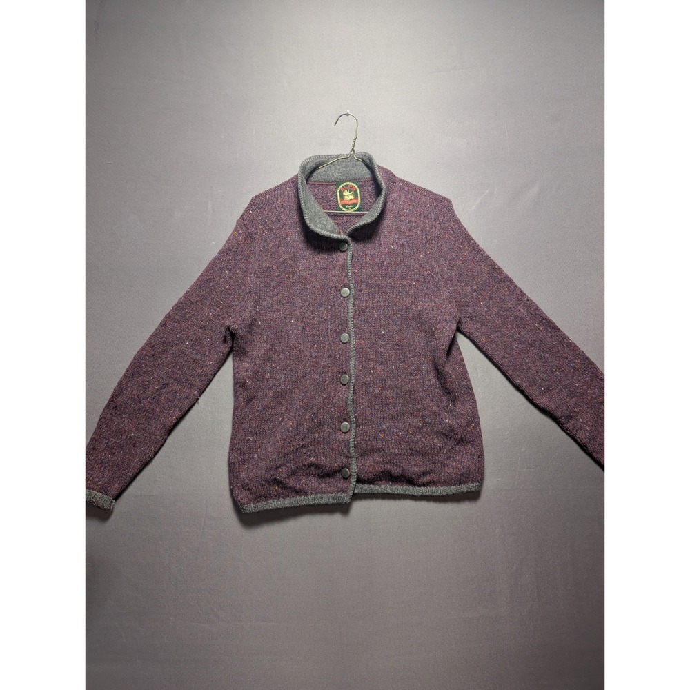 Alps Rugged Outdoor Cardigan Women's Medium Purple Tweed Long Sleeve Snap Front